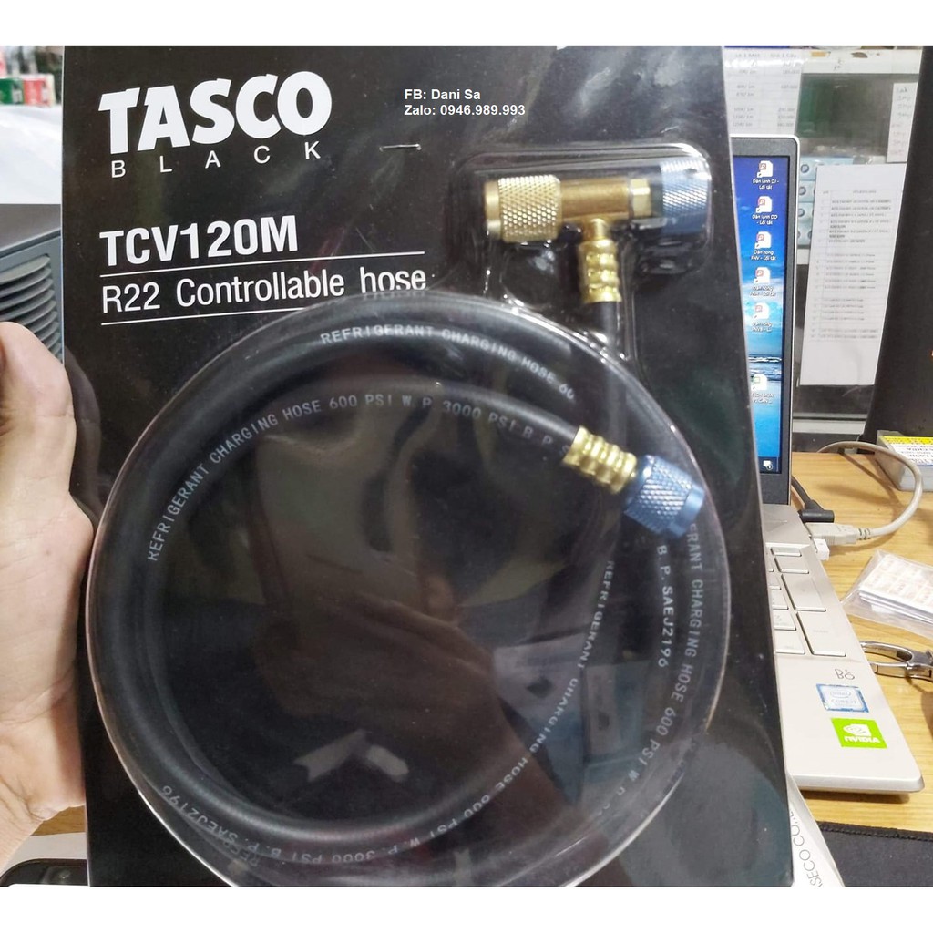 Dây TCV120M Tasco Black nạp gas tích hợp van chống bỏng