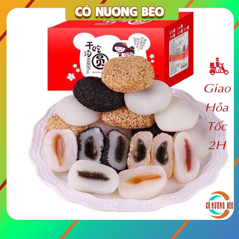 [Mã 1511FMCGSALE giảm 8% đơn 500K] Bánh mochi tròn đài loan mix 4 vị hai cô gái gói 500gr - 1kg tiện dụng