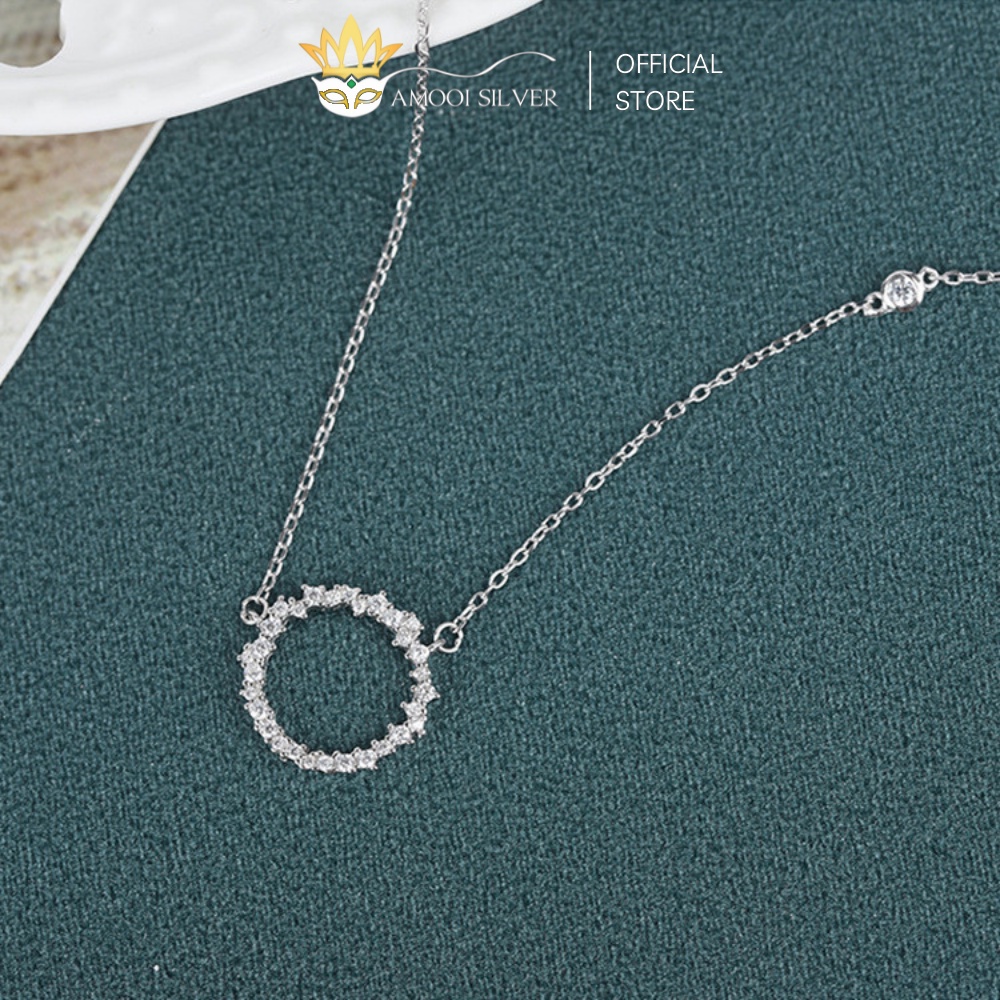 Dây Chuyền Bạc S925 Huyền Thoại Biển Xanh Mặt Tròn Đính Đá - Amooi Silver AD23