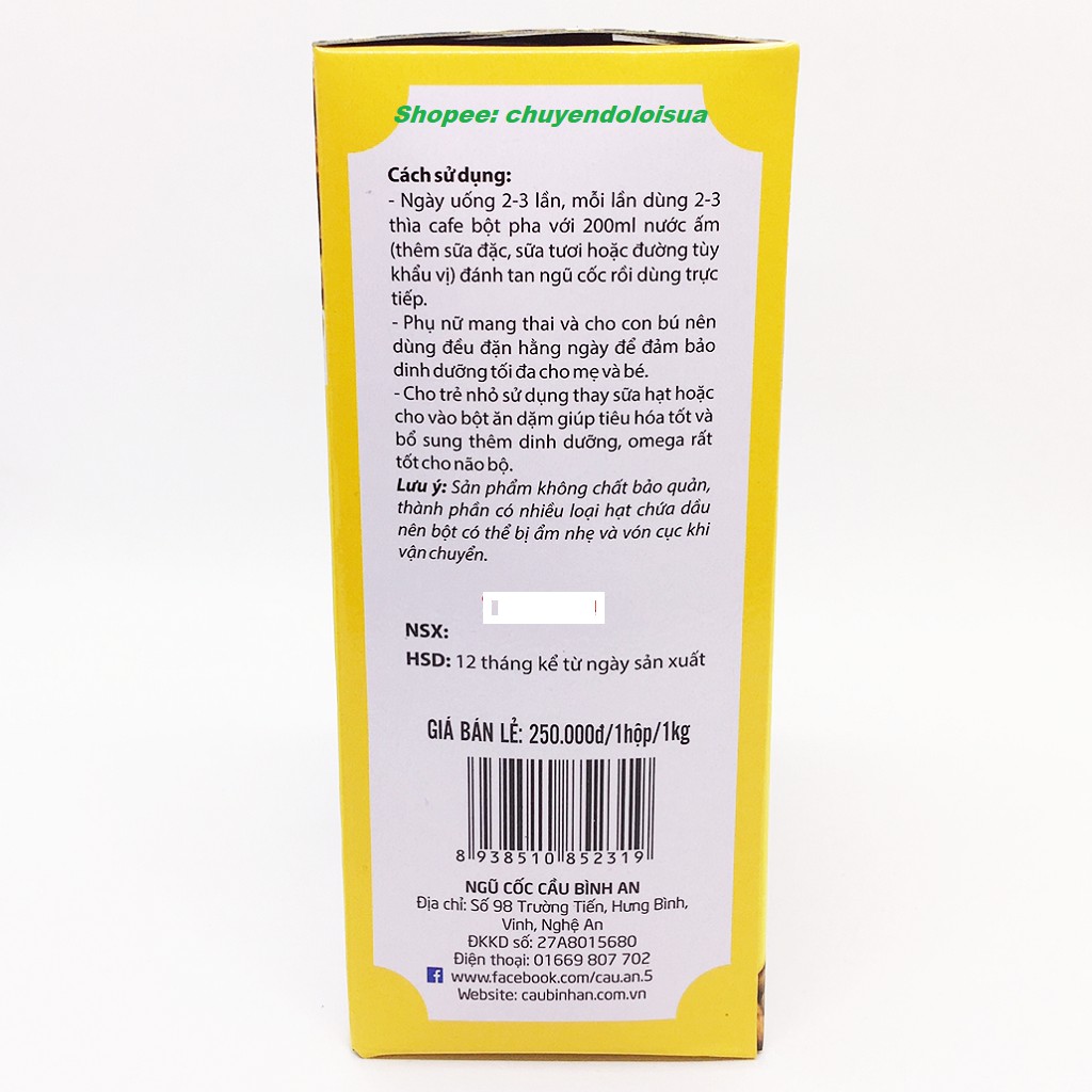 [NHẬP MÃ CHUYT GIẢM 30K] BỘT NGŨ CỐC LỢI SỮA DINH DƯỠNG CAO CẤP CẦU BÌNH AN 1KG