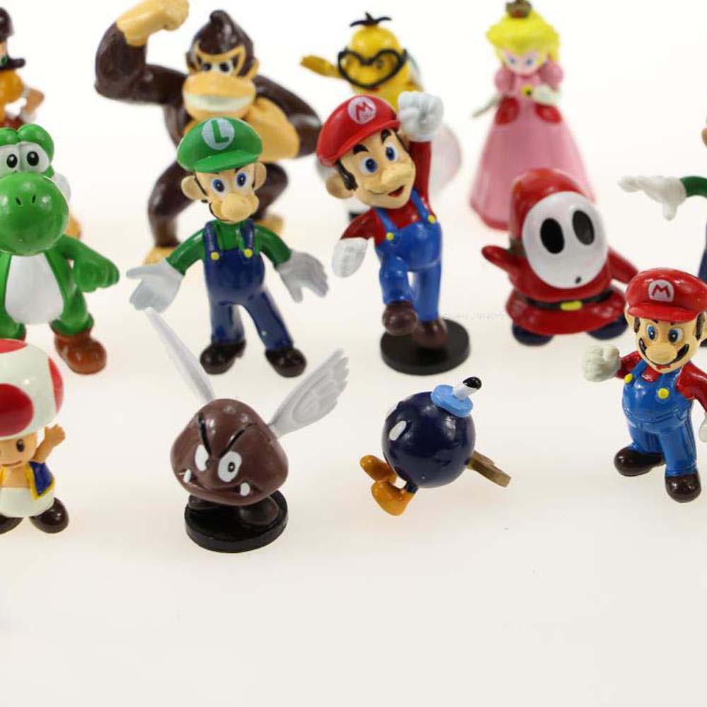 Set 18 Mô Hình Đồ Chơi Nhân Vật Game Mario Dễ Thương Bằng Pvc