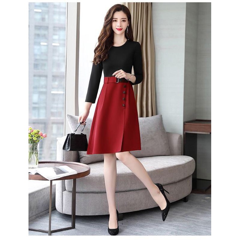 Chân váy nữ thiết kế❤FREESHIP❤Chân váy nữ phối nút kèm belt | BigBuy360 - bigbuy360.vn