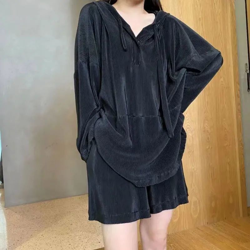Set Áo Hoodie + Quần Short Màu Trơn Đơn Giản Thời Trang Hàng Ngày Mới Phong Cách Hàn Quốc Cho Nữ