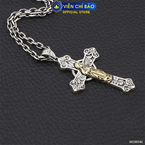 Mặt dây chuyền bạc nam Thánh giá Đức Mẹ Maria chất liệu bạc Thái S925 thương hiệu Viễn Chí Bảo M100546