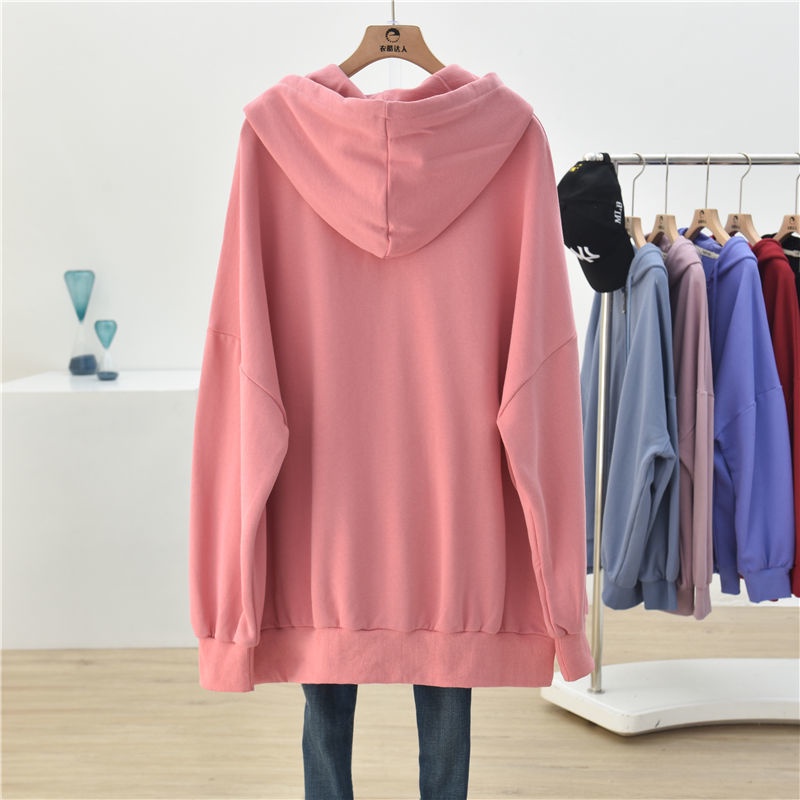 Áo Khoác Hoodie Cotton Mỏng Dáng Rộng Cỡ Lớn 150kg Phối Khóa Kéo Kiểu Hàn Quốc Thời Trang Cho Nữ