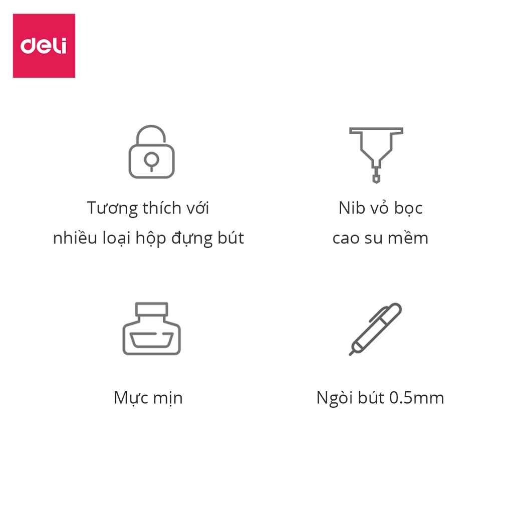 Ruột bút Gel Deli - 3 màu Xanh, Đen, Tím - 1 Chiếc - Ngòi 0.5mm - Hình One Piece, Super Wings, mực trơn đều, khô nhanh