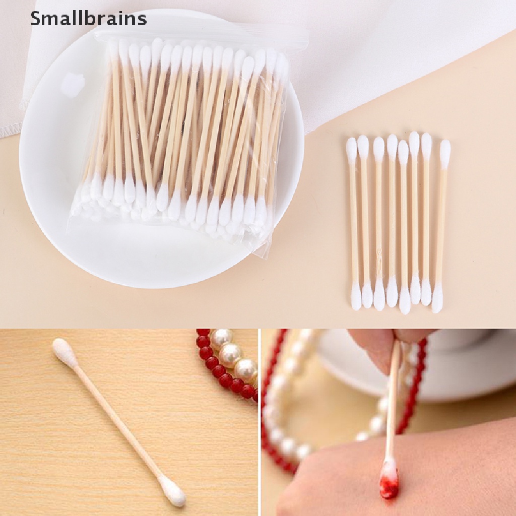 Set 100 Tăm Bông Cotton Hai Đầu Dùng Một Lần Để Trang Điểm