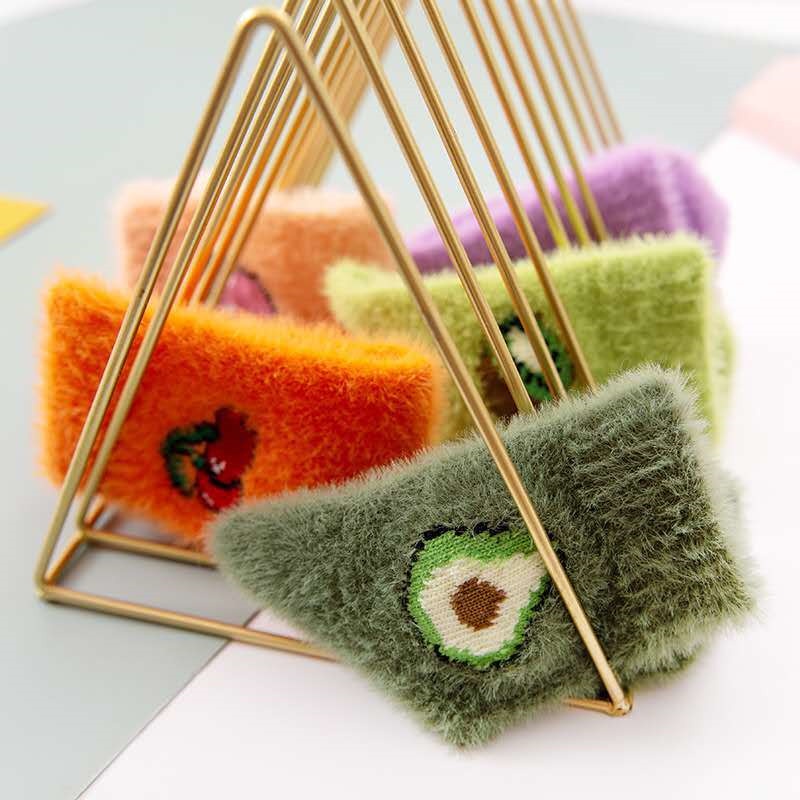 Take Talk Vớ cotton dày cổ trung thoáng khí thấm hút mồ hôi họa tiết trái cây hoạt hình size EU 35-40 thời trang