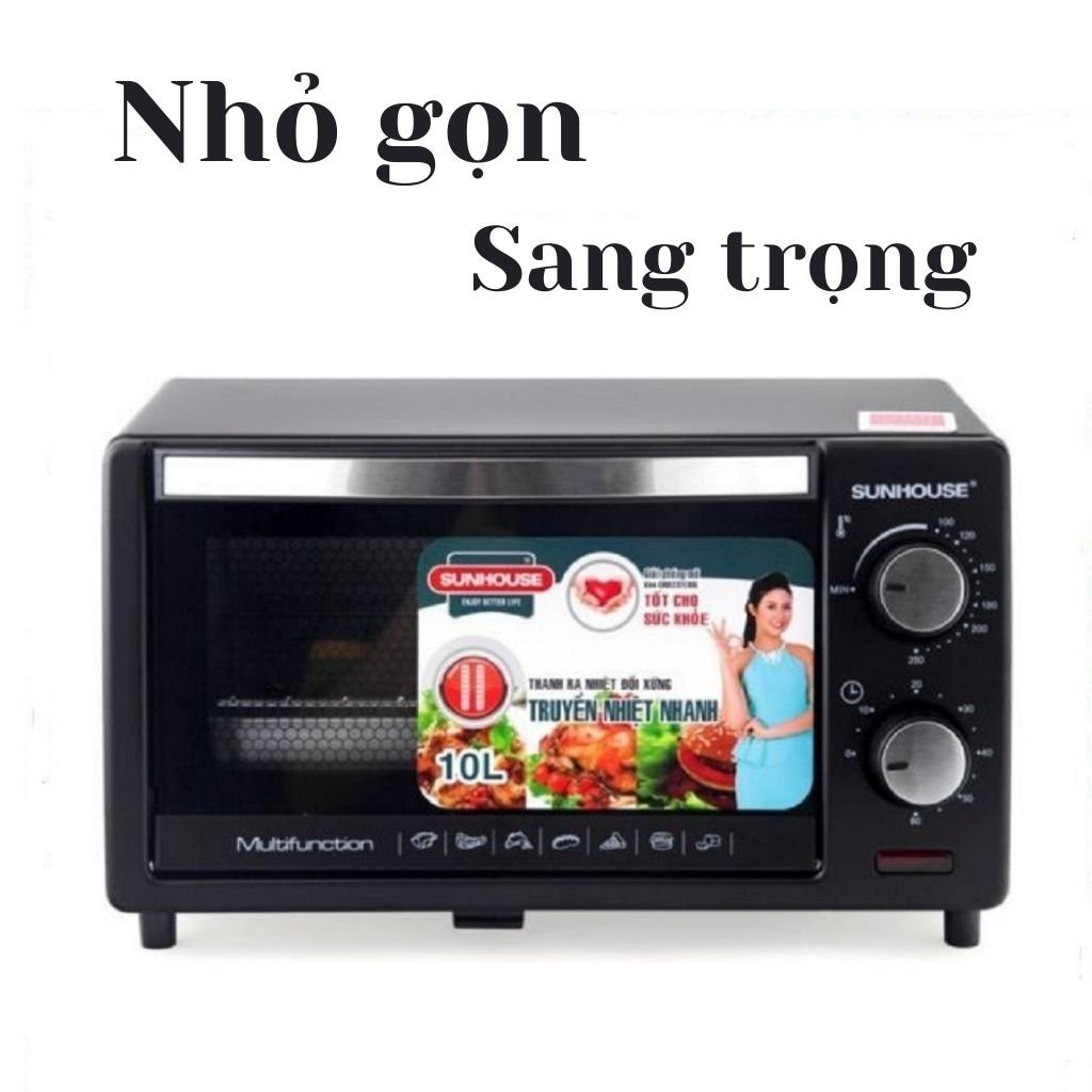 Lò Nướng Điện Sunhouse 10L Nướng Thực Phẩm, Bánh, Thịt, Cá Bảo Hành Chính Hãng 12 Tháng