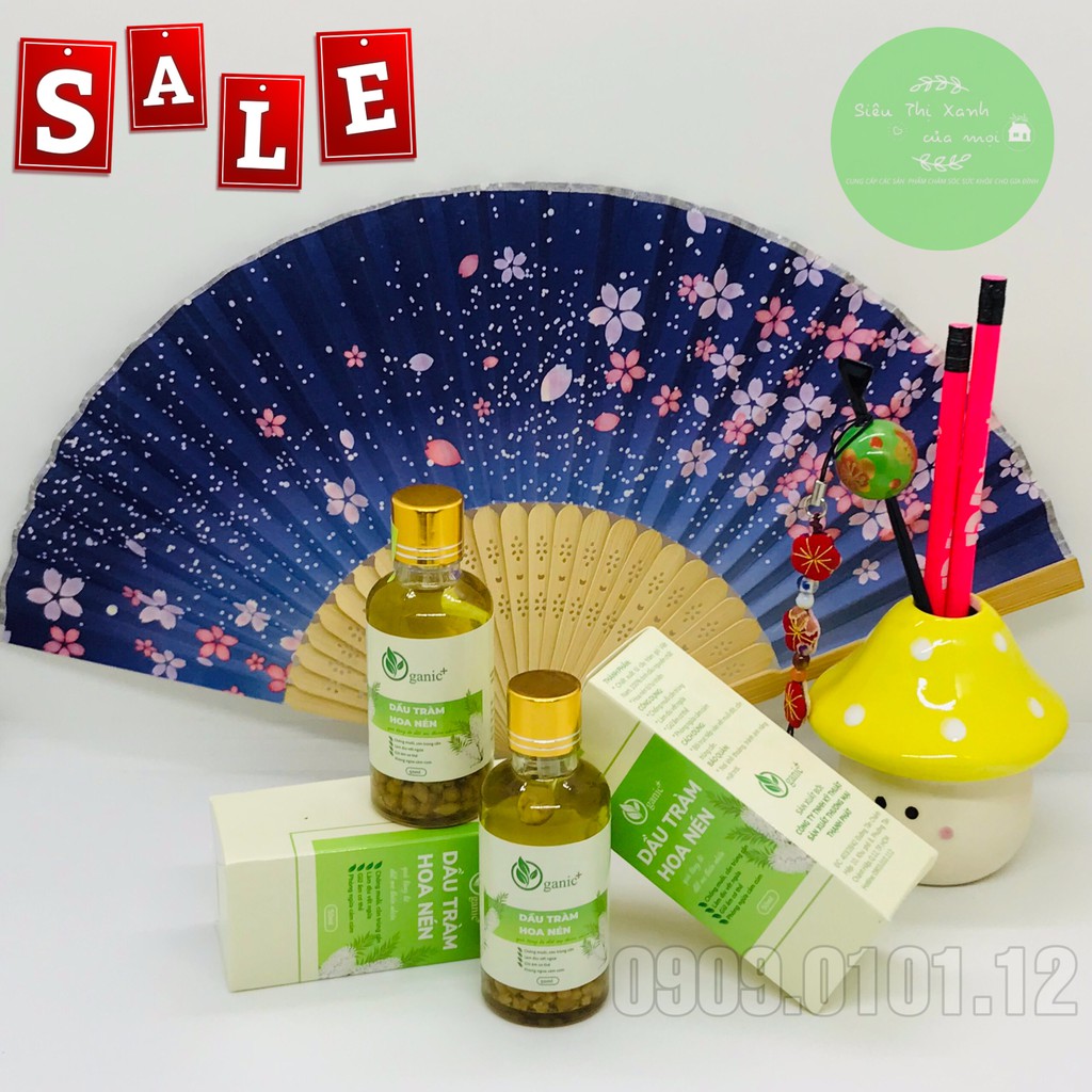 Dầu tràm huế nguyên chất ngâm hoa nén chính hãng Oganic+ chai 50ml