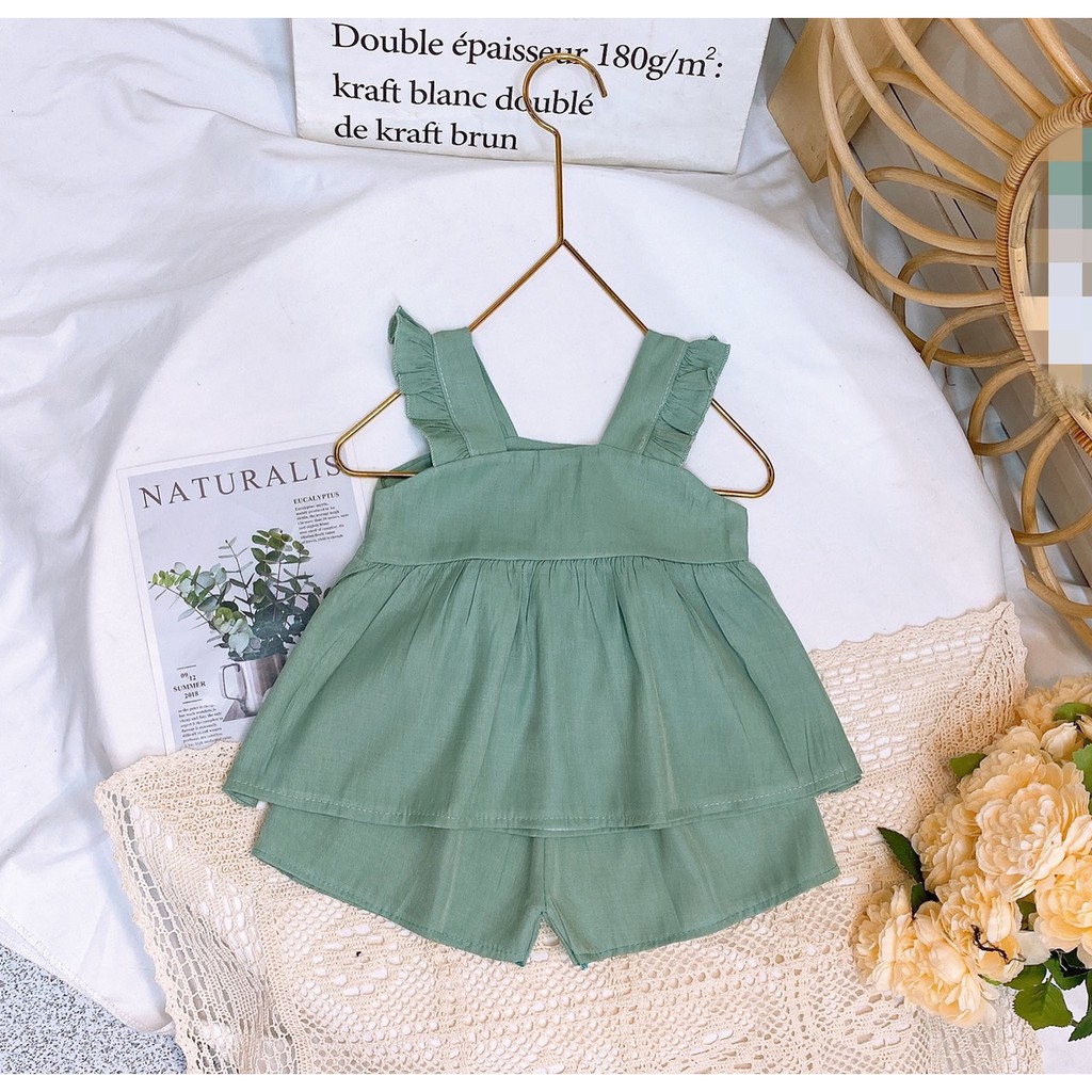 Bộ 2 Dây Dáng Babydoll Chất Lụa Tơ Siêu Mềm Mát Cho Bé Gái