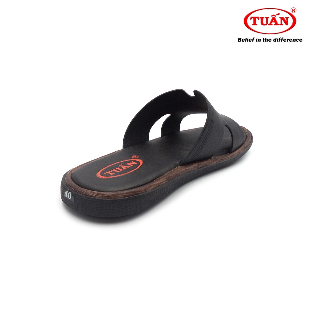 Dép da nam quai bảng ngang da bò tự nhiên thương hiệu Tuấn DXHU-83G