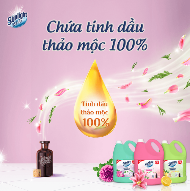 Nước Lau Sàn Sunlight Tinh Dầu Thảo Mộc Hương Hoa Lily &amp; Hương Thảo 3,6 Kg - Sạch Thơm Thư Thái - Nhà Thêm Trong Lành