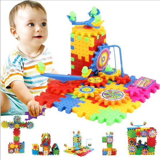 Bộ 81 khối đồ chơi bánh răng láp ráp 3D dành cho bé