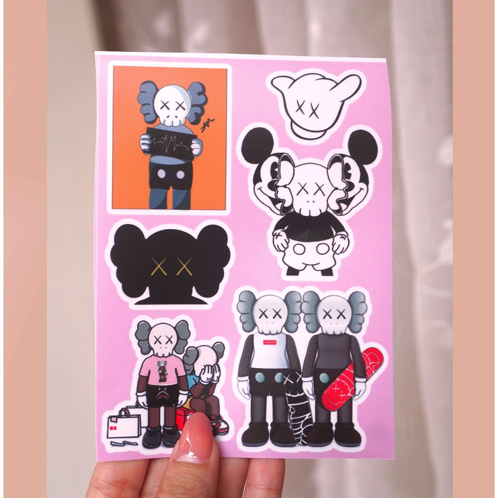 [100+ Hình Dán] Sticker Chủ Đề Người Len Kaws Chống Thấm Nước | STK103-100 | Sticker Dán Mũ Bảo Hiểm Điện Thoại Laptop