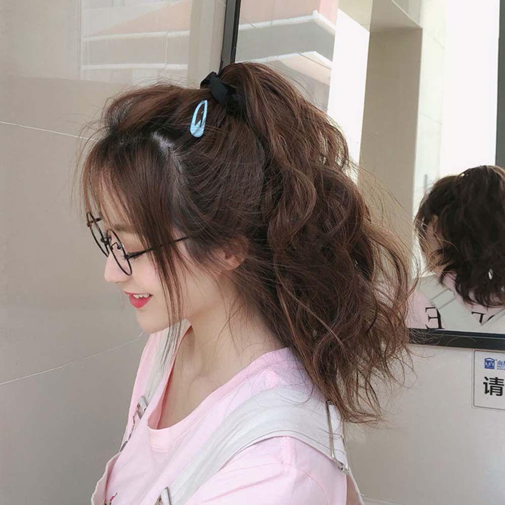 Tóc Đuôi Ngựa Xoăn Giả Bằng Sợi Tổng Hợp Màu Đen Dành Cho Nữ