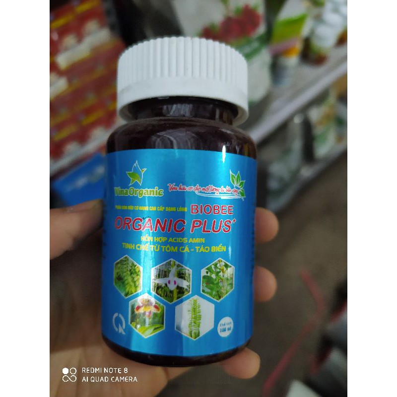 Phân bón lá hữu cơ nano cao cấp dạng lỏng Biobee organic plus chiết xuất từ tôm, cá và tảo biển 100ml