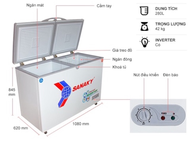 Tủ Đông/Mát SANAKY Inverter 220 Lít VH-2899W3 (Miễn phí giao tại HCM-ngoài tỉnh liên hệ shop)