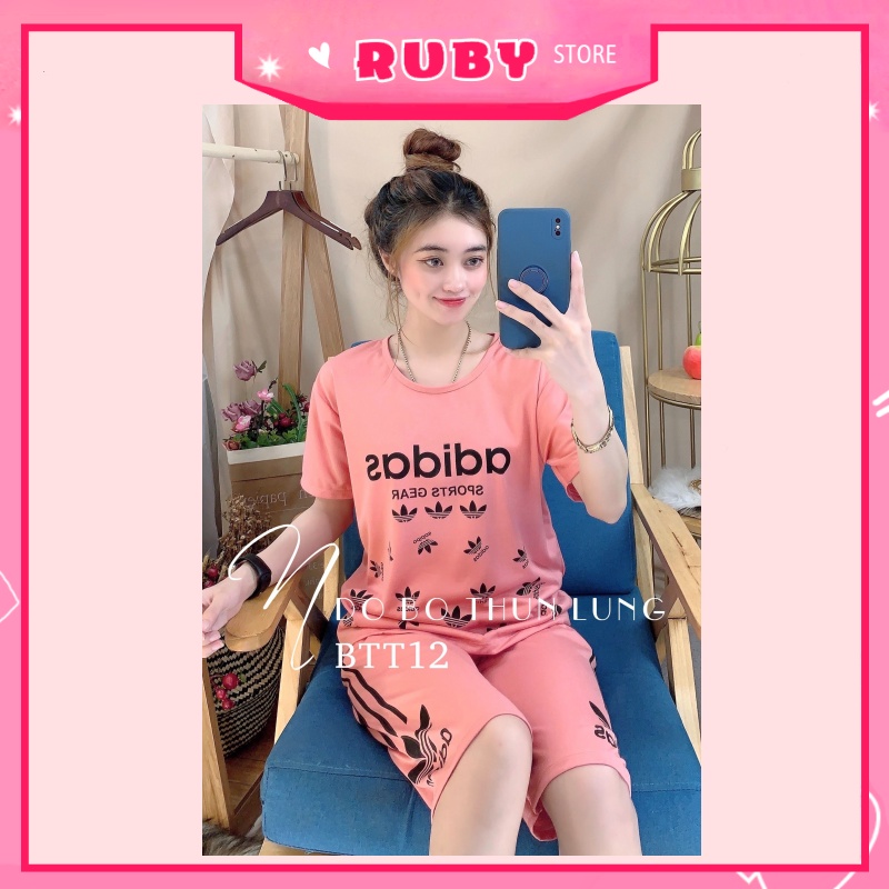 Đồ bộ nữ mặc nhà kiểu dáng thể thao Free Size Dưới 47KG chất thun mềm mịn ❤ Rubystorevn