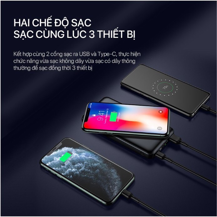 12.12 Hot Deals -Pin Sạc Dự Phòng 10.000mAh ACOME AP106 Sạc Không Dây Qi 10W - Sạc Nhanh PD + QC3.0 18W