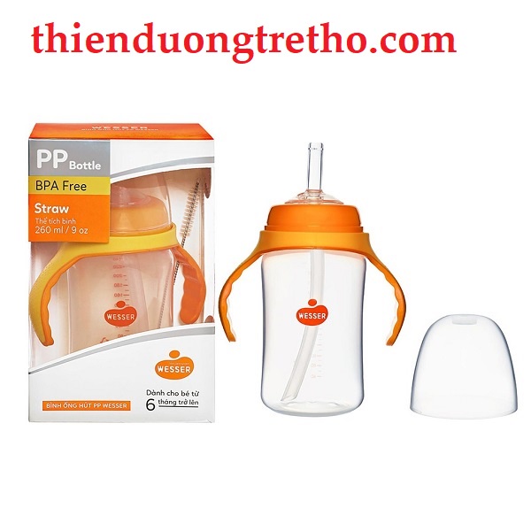 Bình Ống Hút Wesser PP 260ML Có Tay cầm