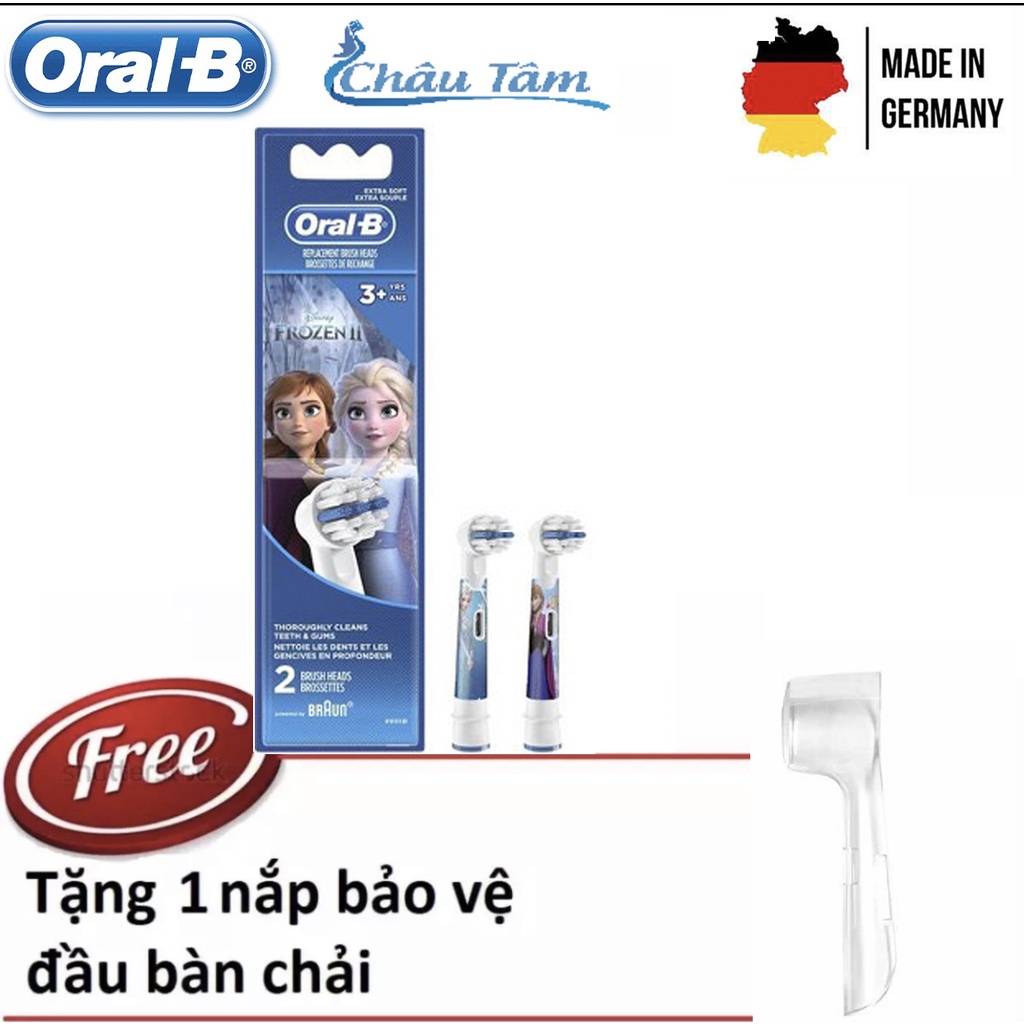 Đầu bàn chải oralb - Vỉ 2 đầu bàn chải Oralb Braun cho bé ( Elsa) MADE IN GERMANY +  tặng 1 nắp bảo vệ đầu bàn chải