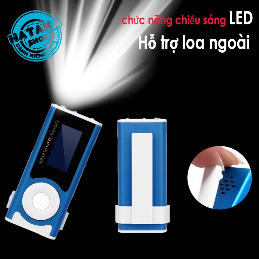 Máy nghe nhạc tặng thẻ nhớ, tai nghe và dây sạc-LCD có loa