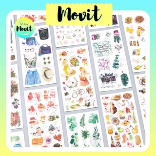 Set 3 tấm nhiều stickers chất liệu giấy washi dán trang trí sổ tay