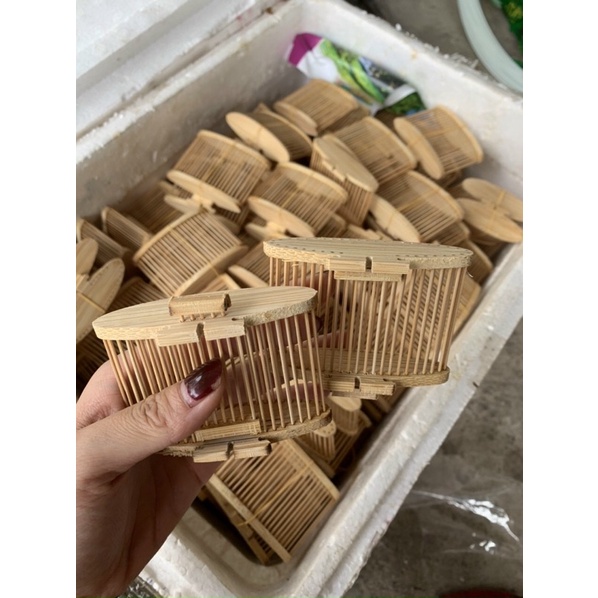 Xiên tre và rọ tre mẫu mã đa dạng cho chim chào mào XƯỞNG LỒNG HUYỀN AN