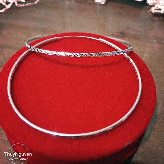 Khuyên tai vòng tàu vòng to phay đường kính 7cm bạc thật mạ vàng trắng xi kim