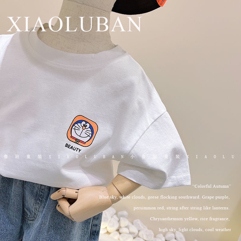 Áo Thun 100% Cotton Mỏng Tay Cộc In Họa Tiết Hoạt Hình Phong Cách Hàn Quốc Nhật Bản Mùa Hè 2022 Cho Bé Trai