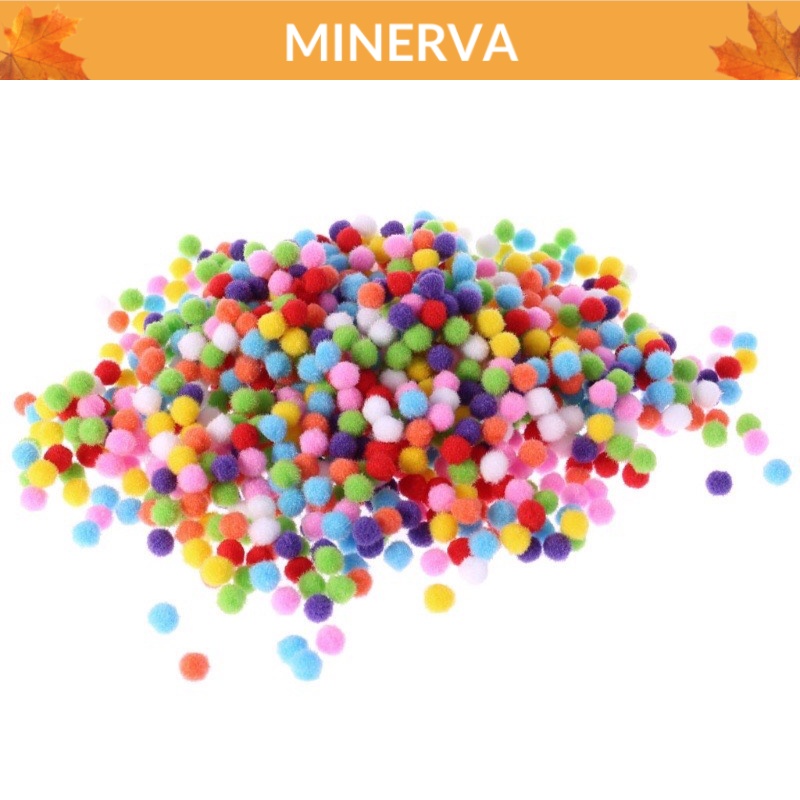 100 quả pom pom , quả cầu lông xù dùng làm đồ thủ công DIY