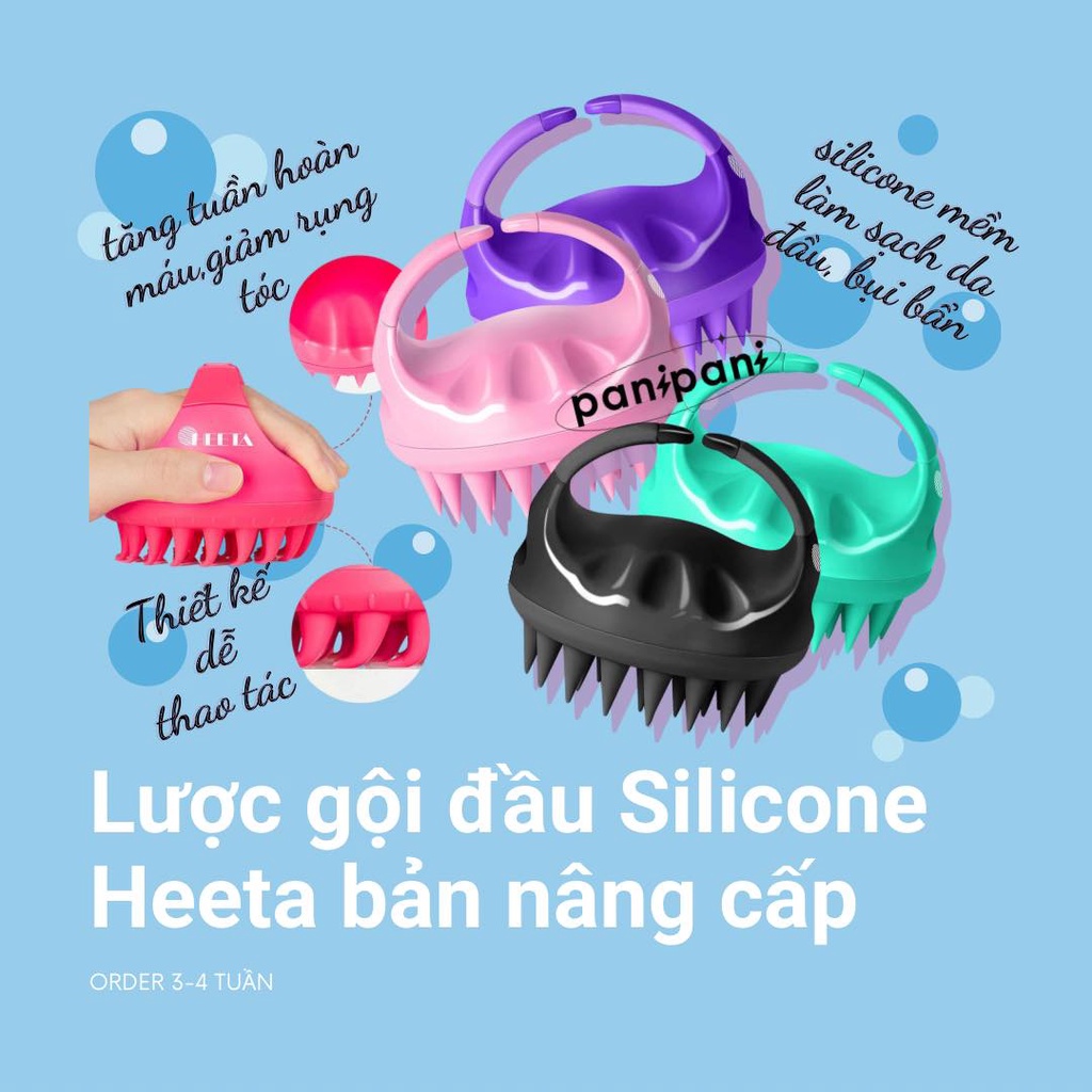 [100% AUTH] Lược Gội Đầu Silicon Heeta Bản Nâng Cấp