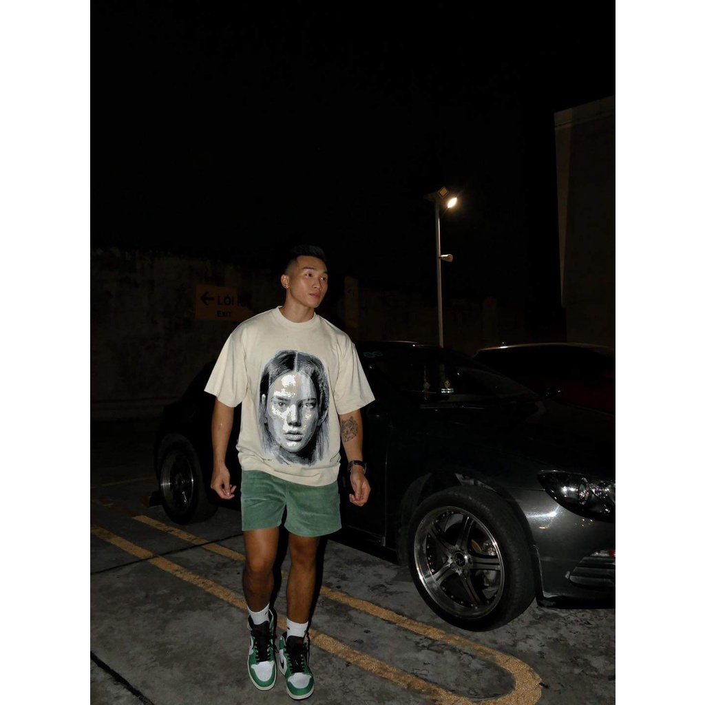 Stressmama - Áo Thun Portrait No.1 T-shirt Beige Chất Liệu 100% Cotton vải dày 250GSM Local Brand