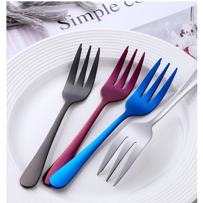 ✿ Nĩa Inox Nhỏ Màu Cầu Vồng Nhiều Màu Dùng Để Ăn Tráng Miệng