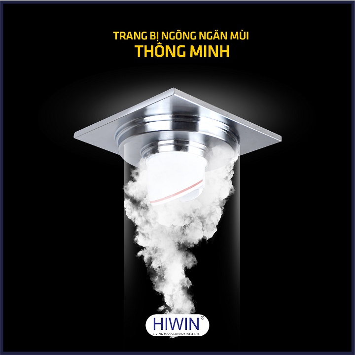 Phễu thoát sàn chống mùi hôi thoát nước nhanh đồng mạ crom kích thước 100x100mm HIWIN FD-1119