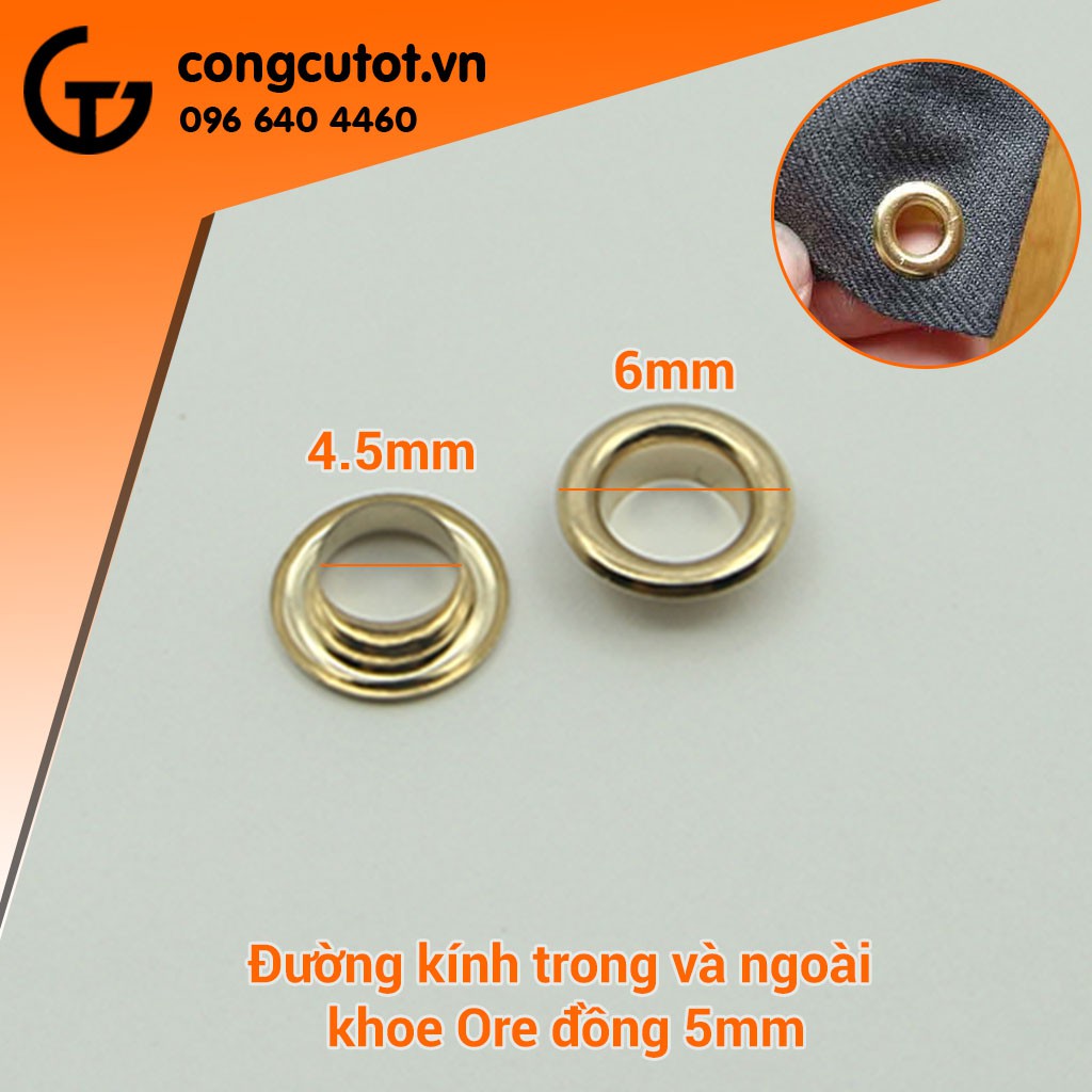 KHOEN ORE 5MM BẰNG ĐỒNG MẠ VÀNG TÚI 100