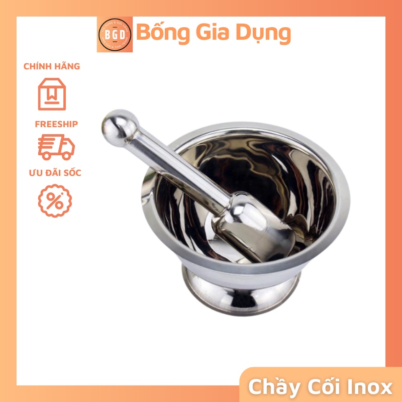 Bộ Cối Chày Inox 304  Loại Cao Cấp,Bền, Sáng ,Đẹp