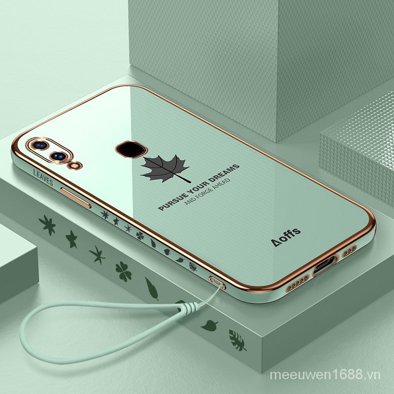 Ốp điện thoại QIANZI họa tiết lá phong cho Vivo Y91 Vivo Y93 Vivo Y95 Vivo Y91i