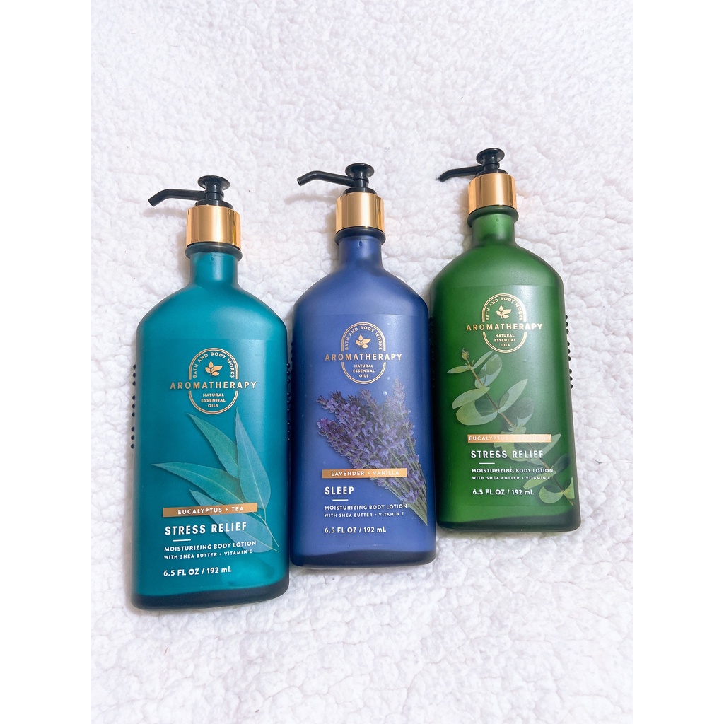 Dưỡng thể lotion Aromatherapy Bath & Body Works 192ml chai đá Spearmint Tea Tree Lavender Rose Eucalyptus