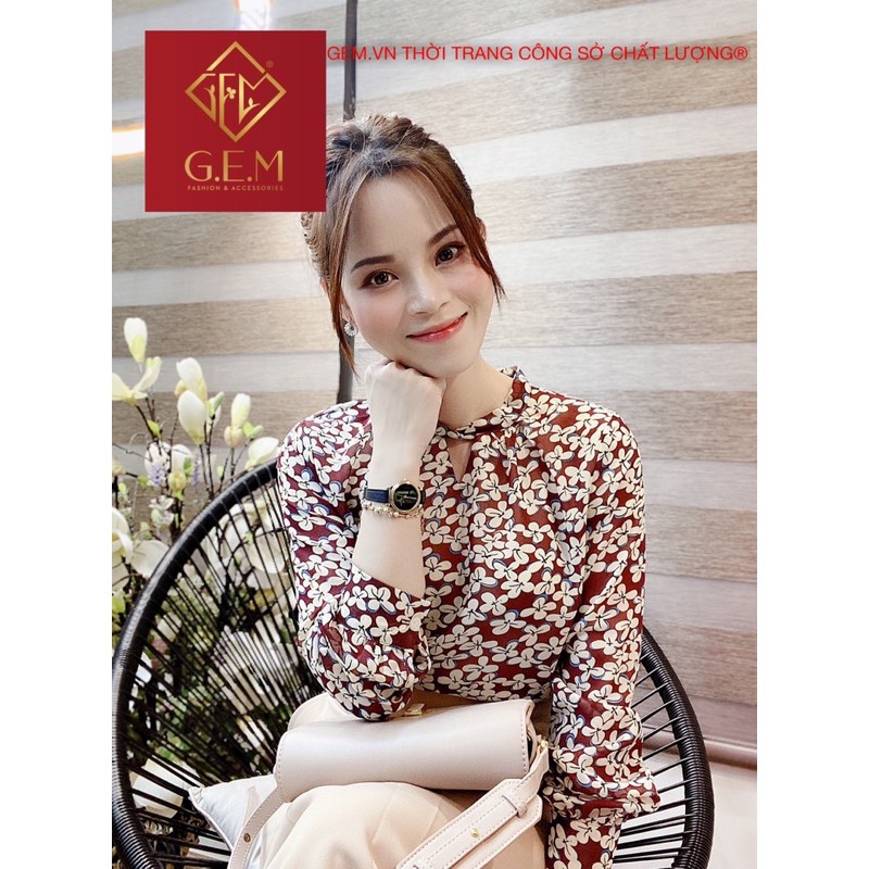Áo kiều nữ G66 dễ phối đồ đẹp thời trang HOA HỒNG NHUNG ĐỎ ĐÔ - GEM Fashion