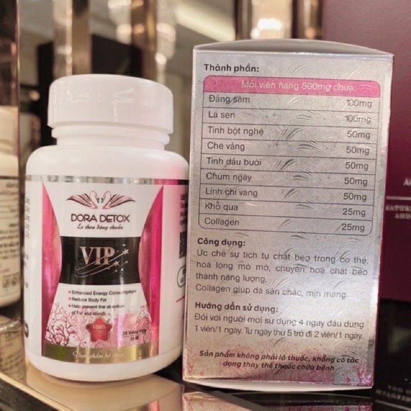TÁCH LẺ 5 viên dùng Thử GIẢM CÂN DORA DETOX VIP MWHITE D.O PRO