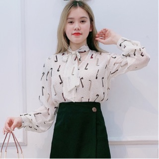 Áo sơ mi chữ L cổ choker Trắng