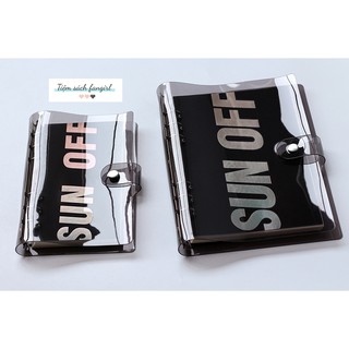 Bìa planner nhựa dẻo trong suốt màu đen 6 còng A5 A6