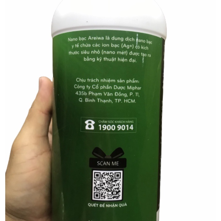 Dung dịch Nano Bạc y tế Areiwa 50ppm dành cho máy phun khói (1 lít/ chai)