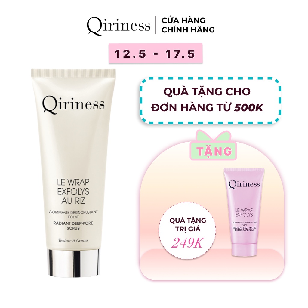 Kem tẩy da chết làm trắng sáng và đều màu da loại có hạt nguồn gốc thiên nhiên Qiriness Radiant Deep - Pore Scrub 75ml