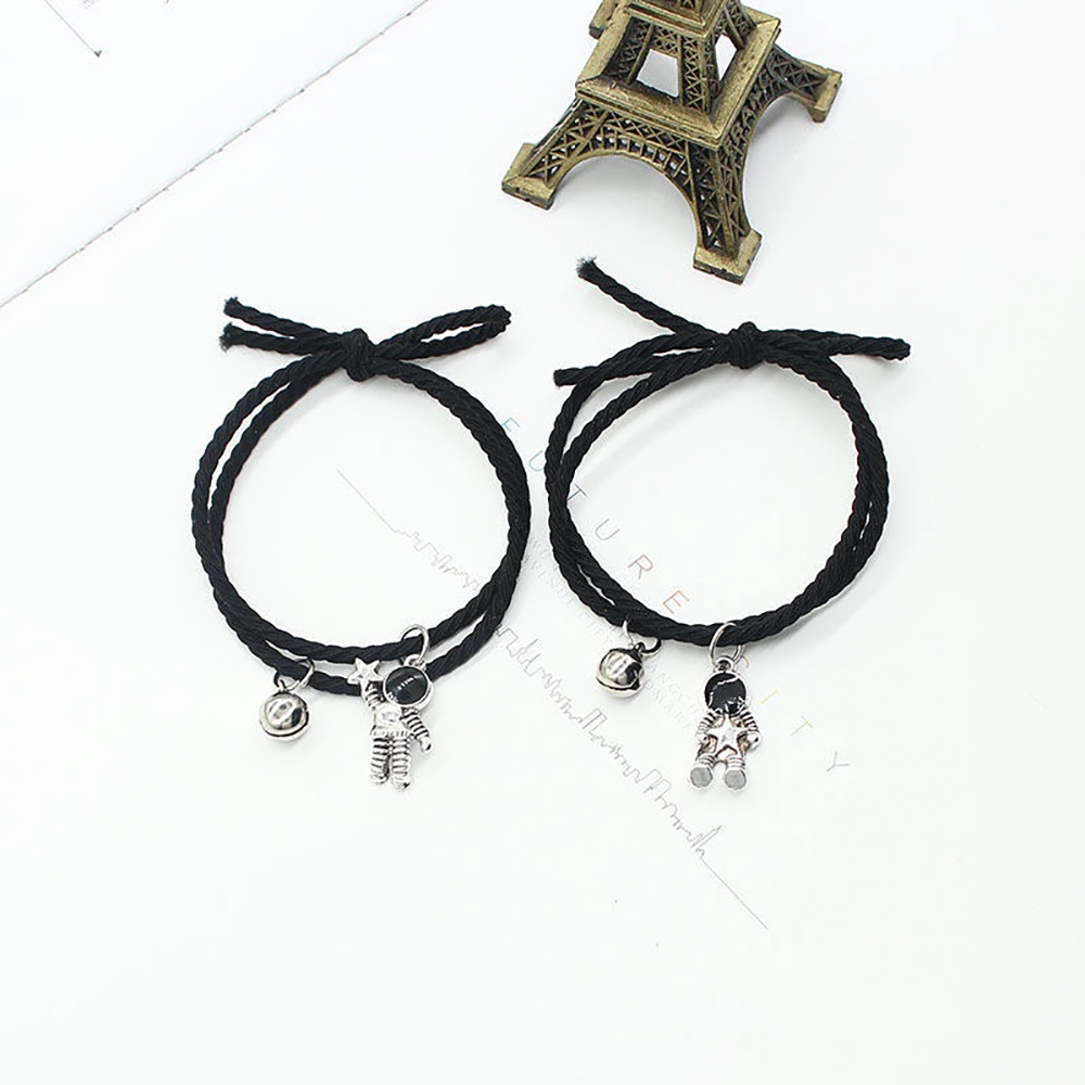 Set 2 vòng tay dây bện mặt hình phi hành gia thời trang cho cặp đôi