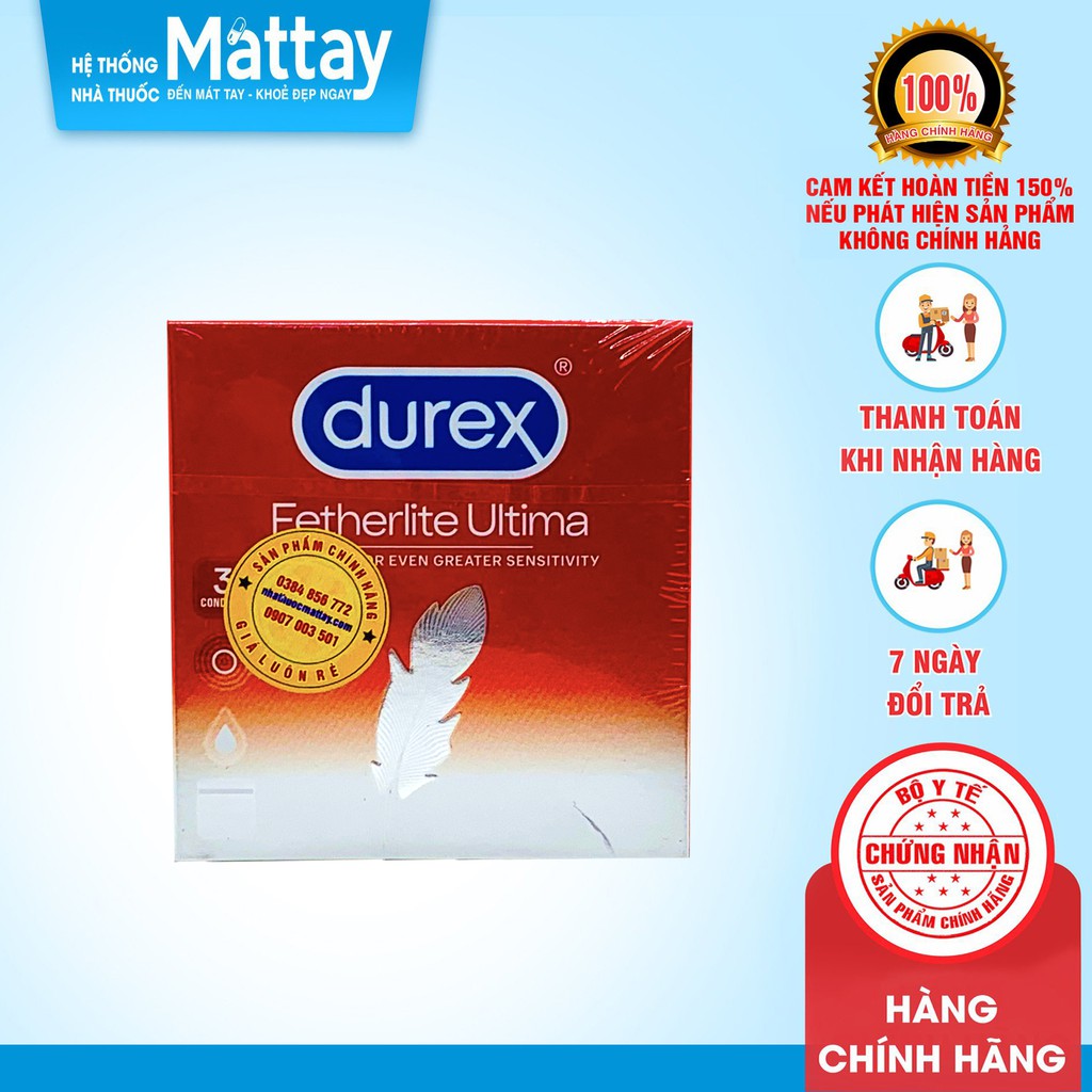 Hộp 3 Cái Bao Cao Su Durex Fetherlite Ultra Thin Feel Condoms