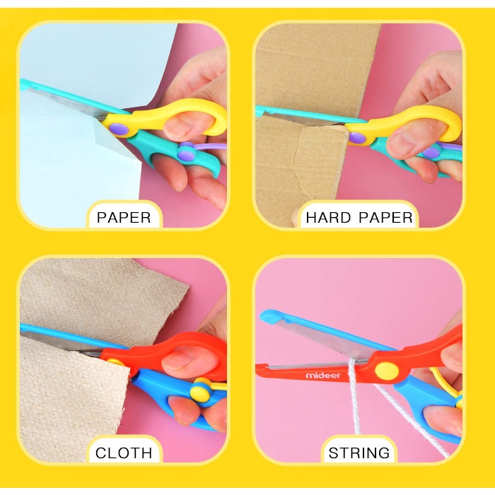 Kéo Tập Cắt Thủ Công - Lưỡi Dao Thép Bọc Viền Nhựa An Toàn Cho Bé - Mideer