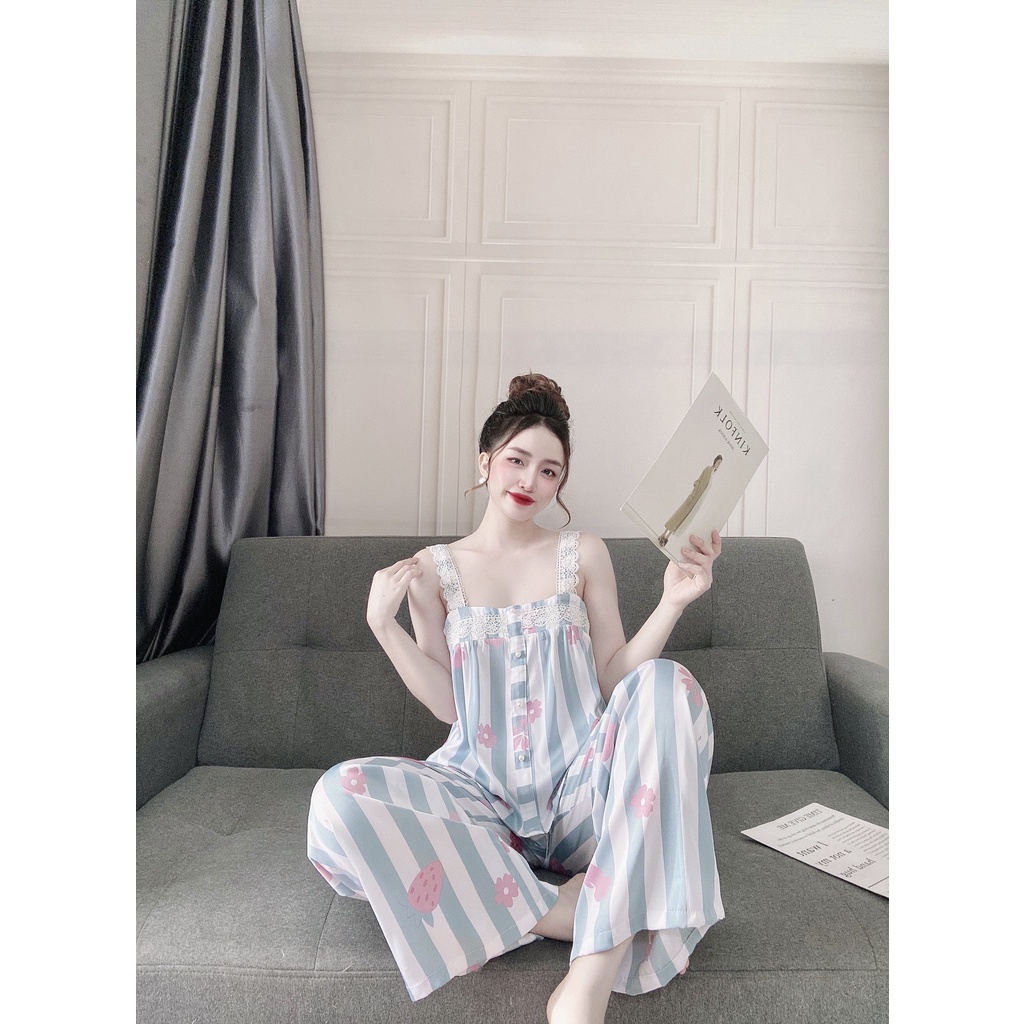 Bộ lụa hai dây hoạ tiết xinh xắn | BigBuy360 - bigbuy360.vn